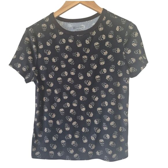 No Boundaries Skull Ribbed Crewneck Short Sleeve Tee Juniors Size Large (11-13) - Picture 2 of 5